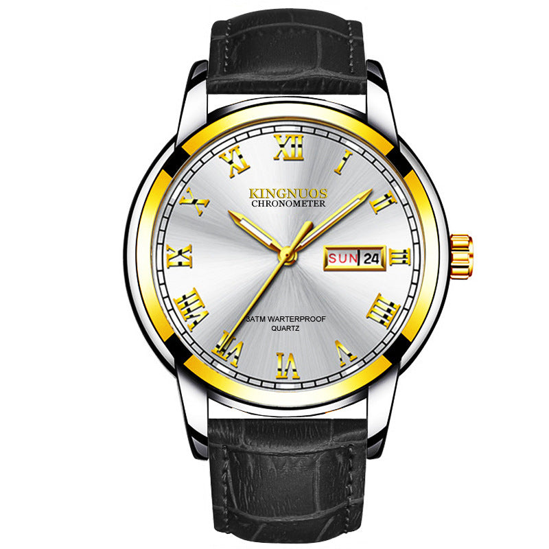 Cross-border Hot Double Calendar Steel Belt Watch Business Non-mechanical