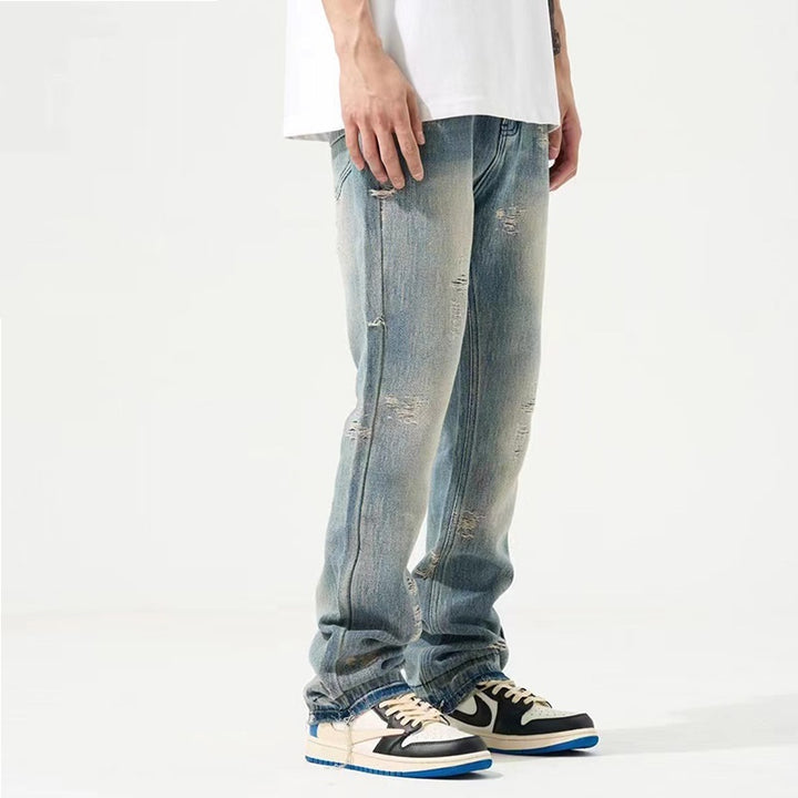 American Retro Washed Make Old Ripped Jeans