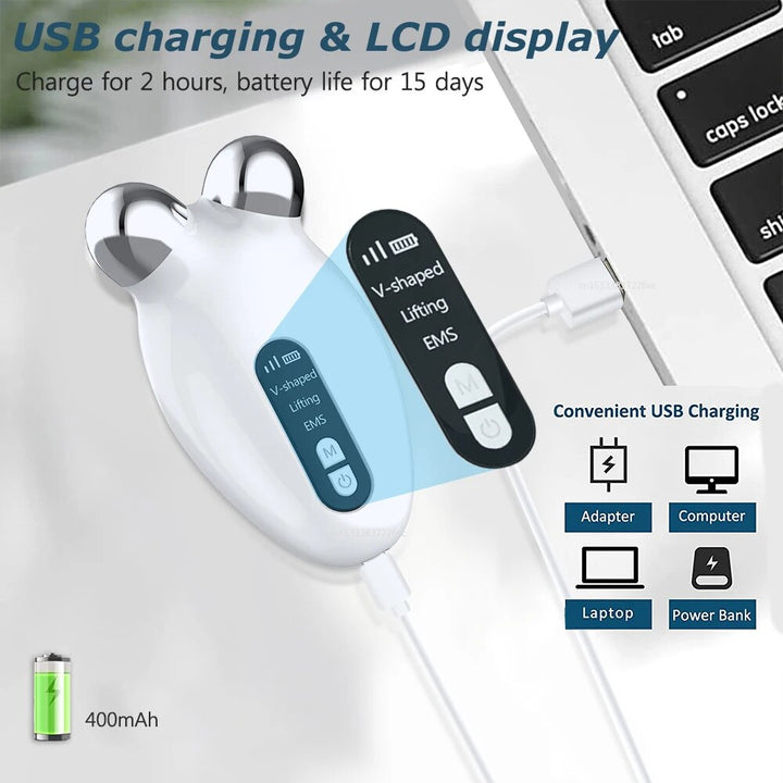 Facial Rejuvenator: Microcurrent EMS Roller & Vibrating Massager