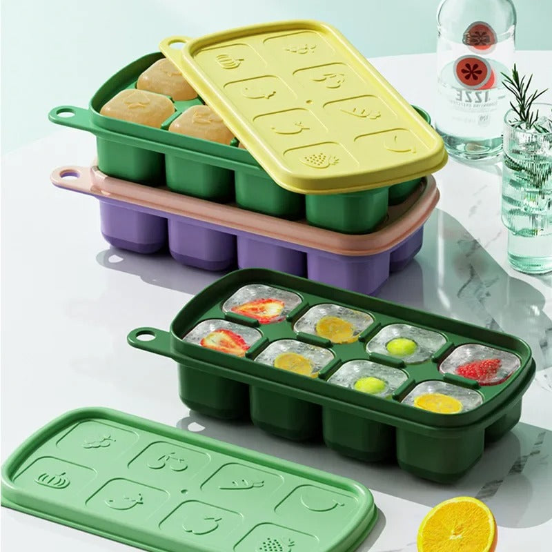 Compact Silicone Ice Cube Tray with Lid for Drinks and Cocktails