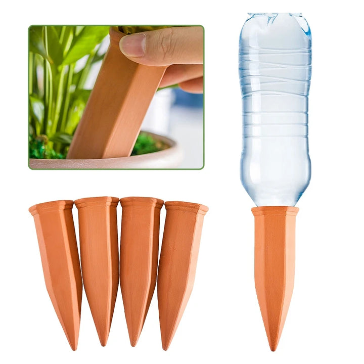 4-Piece Terracotta Plant Watering Spikes