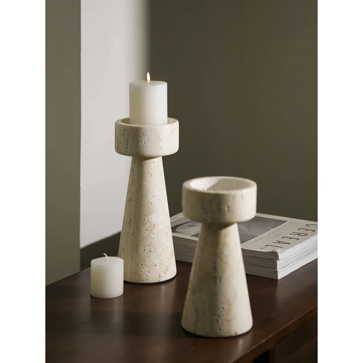 Minimalist Travertine Marble Candle Holder for Elegant Decor