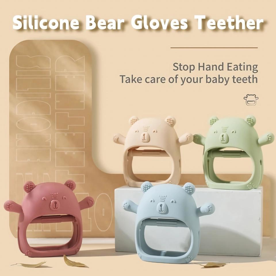 Bear Silicone Baby Teether Glove