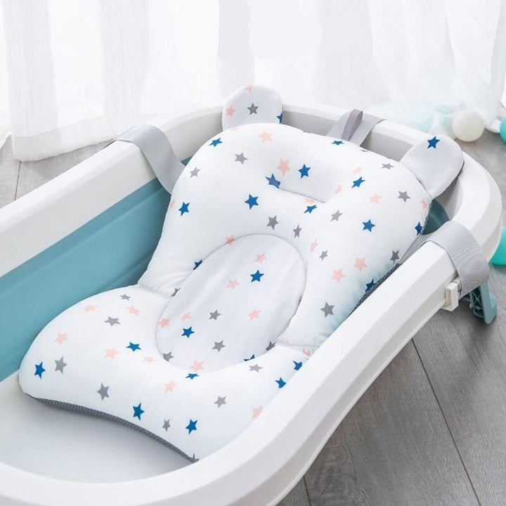 Adjustable Newborn Bath Cushion - Star Pattern, Foldable Baby Bath Seat