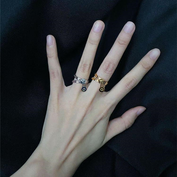 Fashion Simple Silver Gold Plated Zipper Ring