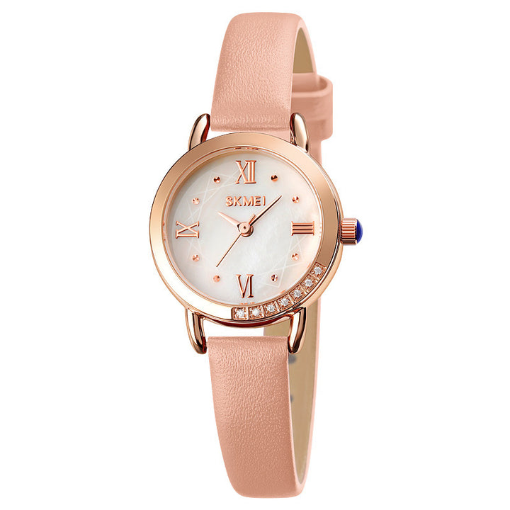 Small Strap Exquisite Waterproof Ladies Hand Quartz Round Female Student Leather Small Round Watch