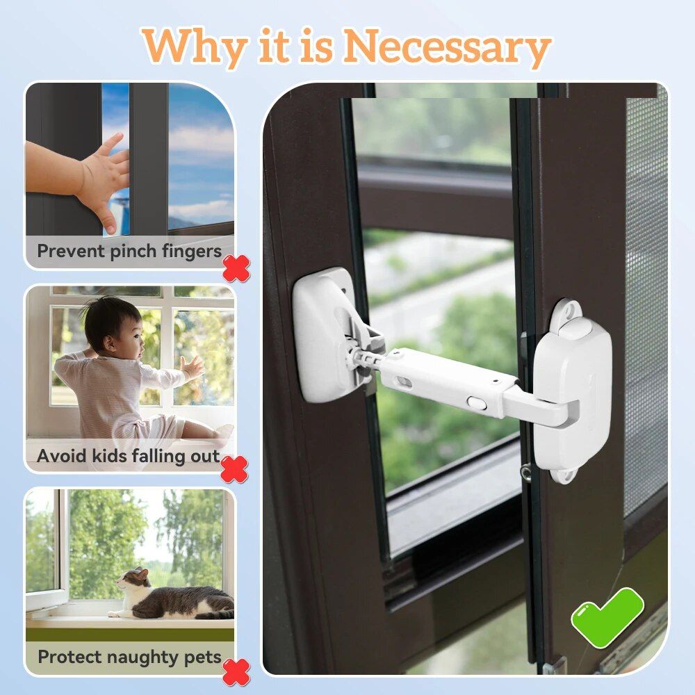 Adjustable Child Safety Window Lock - Fall Prevention & Ventilation