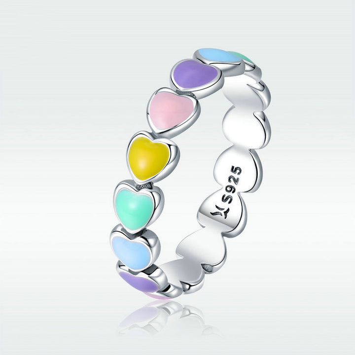 Rainbow Heart Ring Earring Accessorizing Set