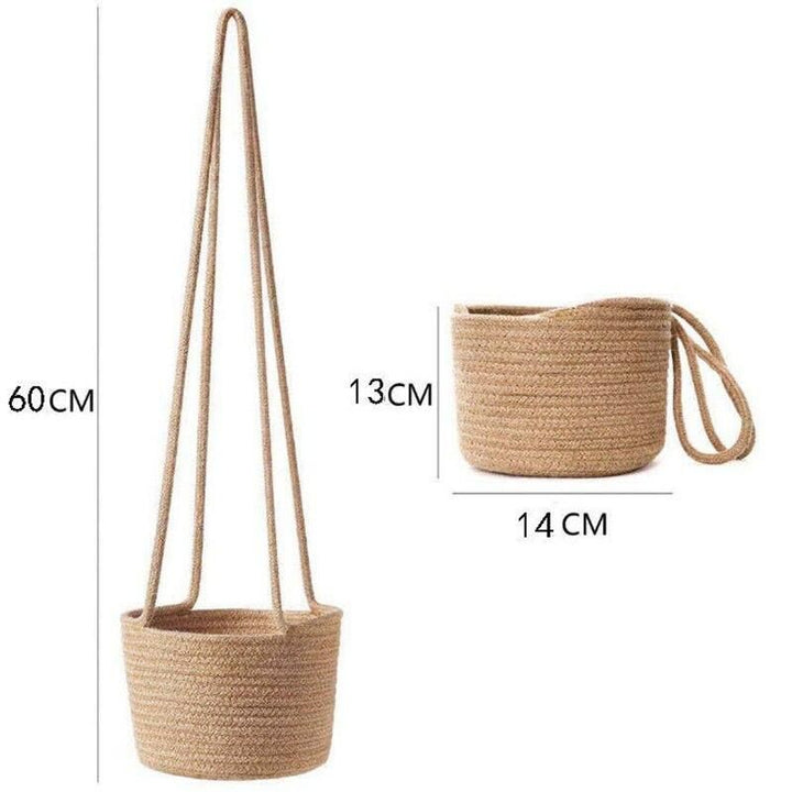 Eco-Friendly Handwoven Jute Cotton Macrame Hanging Planter Basket