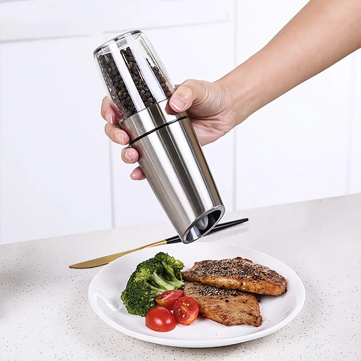 Electric Automatic Salt and Pepper Grinder - Adjustable Coarseness, Battery-Operated