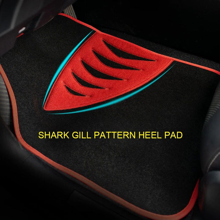 Universal Car Floor Mats with Red Trim Edging & Shark Gill Pattern