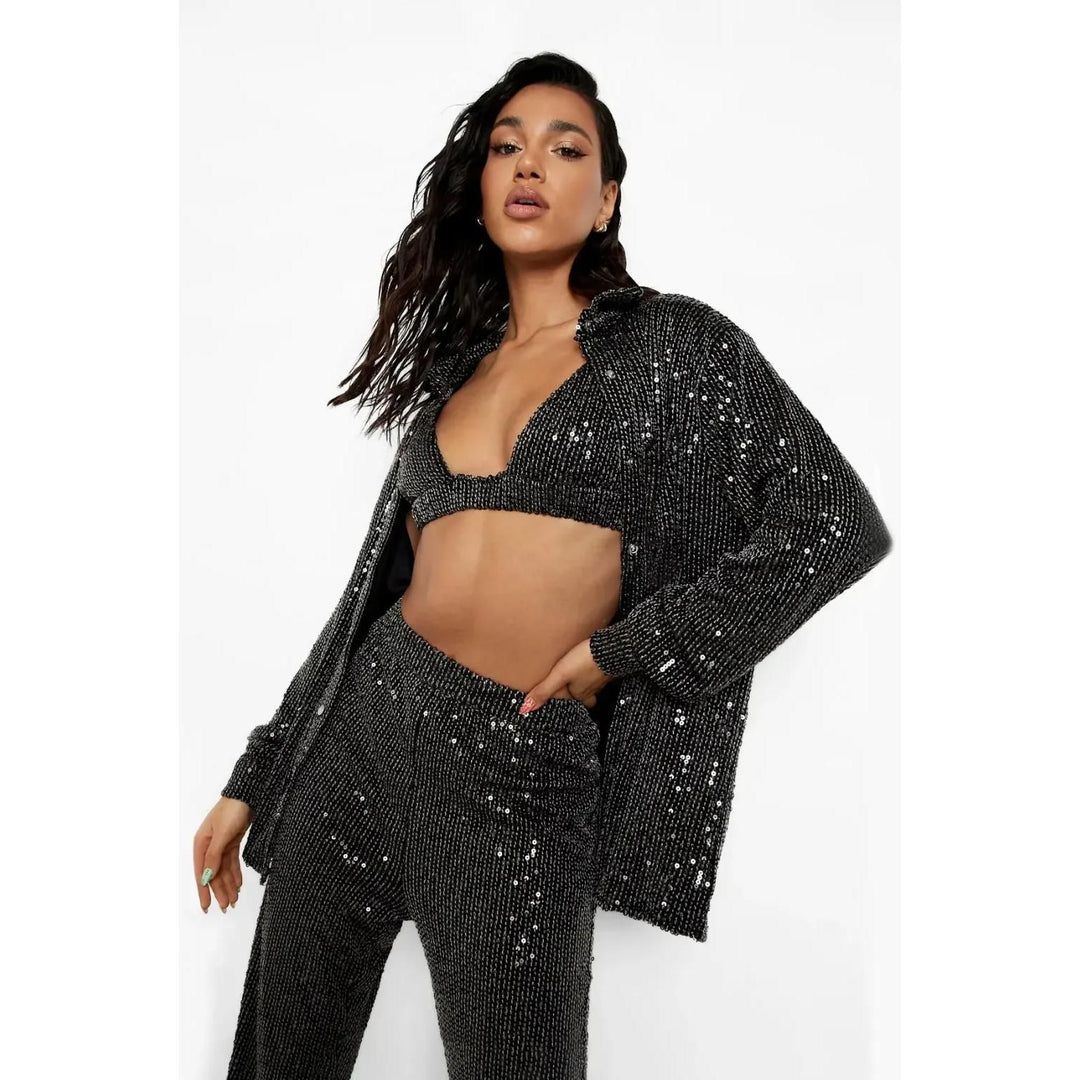 Luxurious Sequin Top & Pants Set