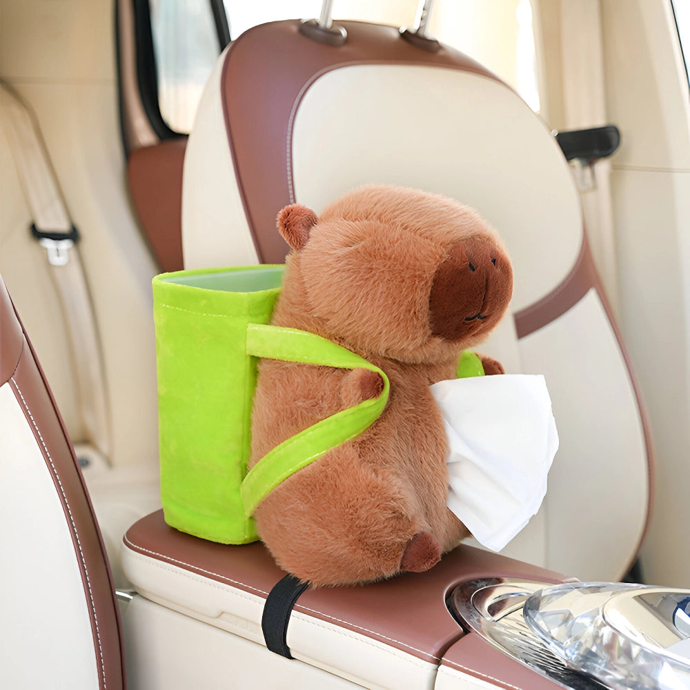 Cute Cartoon Car Tissue & Trash Holder - 2-in-1 Storage Solution