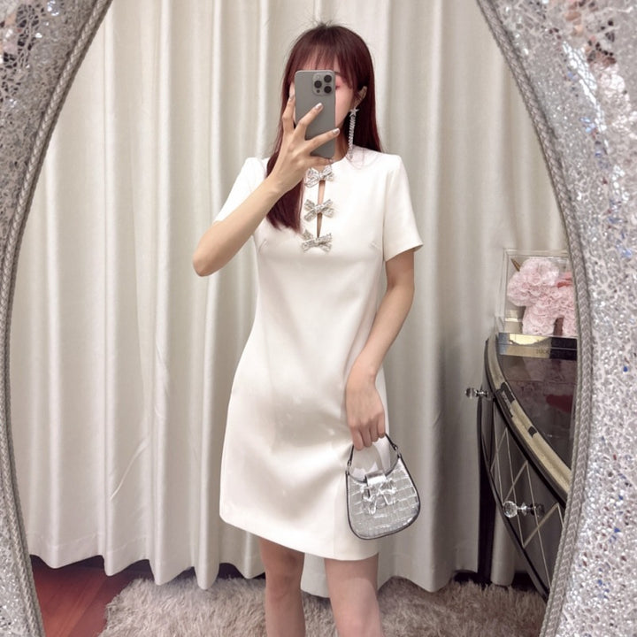 Commuting Elegant Slimming Work High Sense Elegant Short Sleeve A- Line Dress