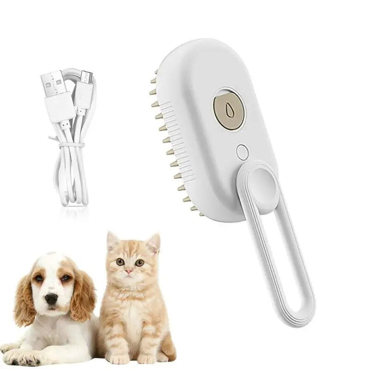 Multi-Function Pet Grooming Steam Brush: Clean, Massage, and De-shed