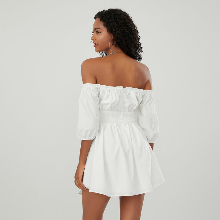 Summer Chic Off-Shoulder Mini A-Line Dress with Puff Sleeves