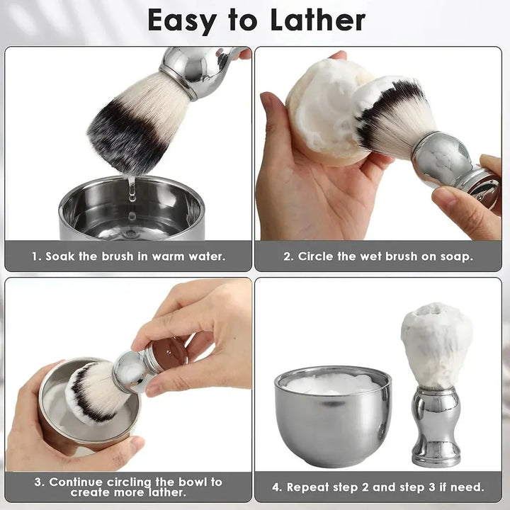 3-in-1 Vegan Synthetic Badger Hair Shaving Brush Set