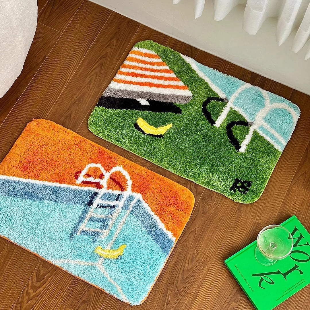 Swimming Pool Pattern Soft Tufted Door Mat - Bedroom and Bathroom Area Rug