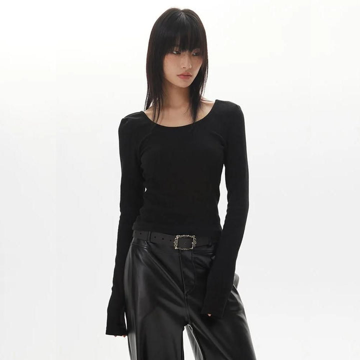 Chic Backless Long Sleeve Slim Top for Women