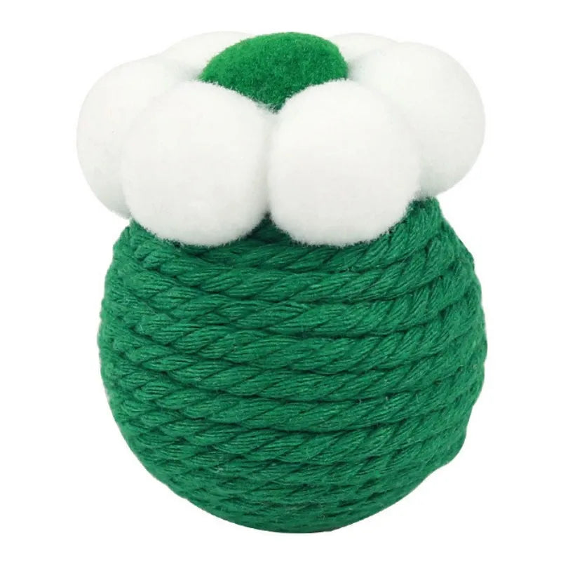 Sisal Ball Cat Toy with Interactive Teaser Stick and Molar Benefits