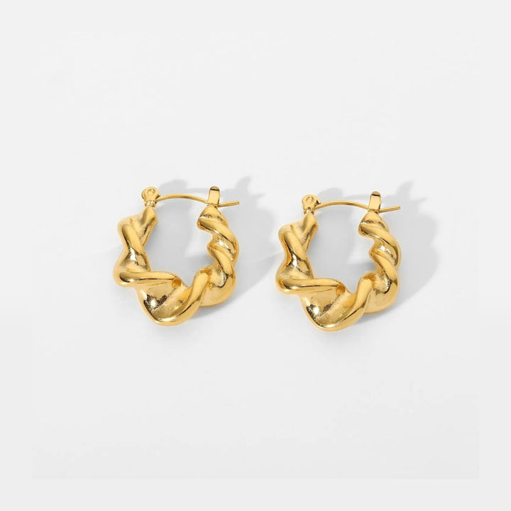 Trendy 18K Gold Plated Stainless Steel Croissant Hoop Earrings