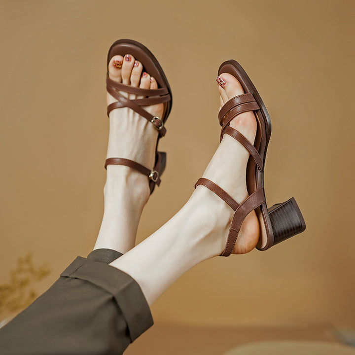 Summer Chic Ankle Strap Leather Sandals