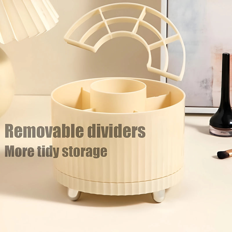 360° Rotating Makeup Brush Holder and Cosmetic Organizer for Desktop Storage