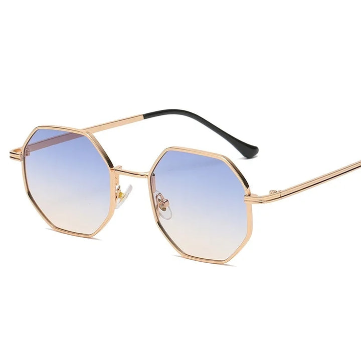 Women Retro Polygonal Metal Sunglasses