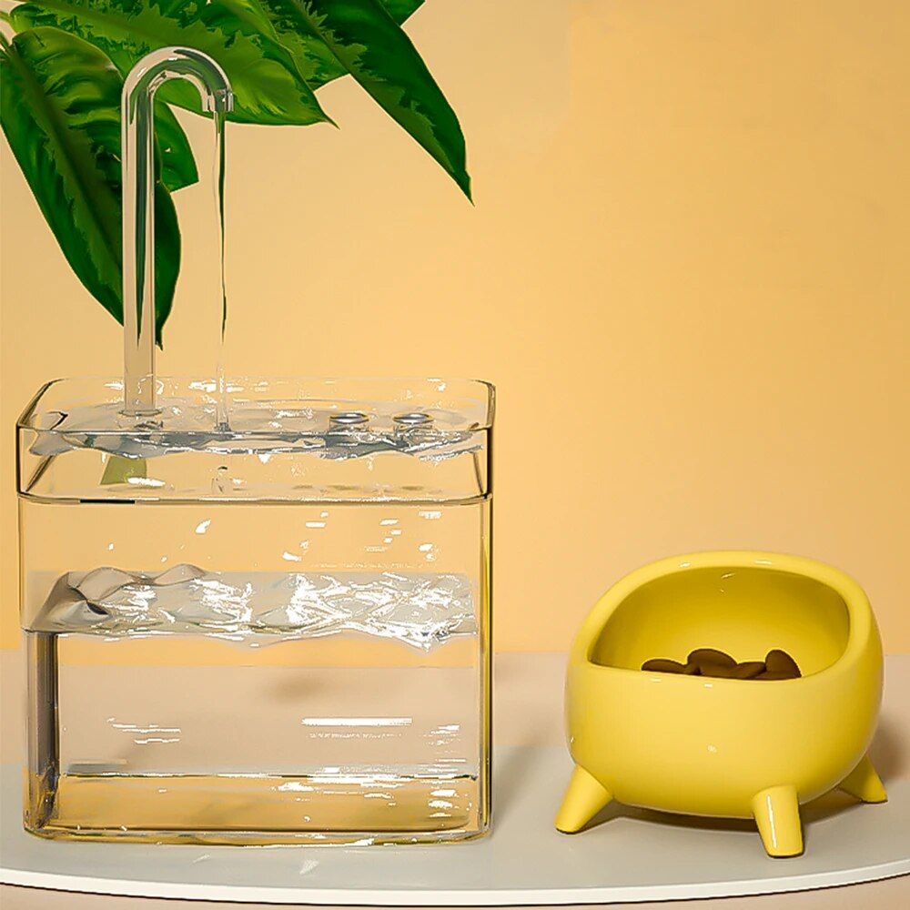 USB-Powered Transparent Pet Water Fountain with Auto Filter