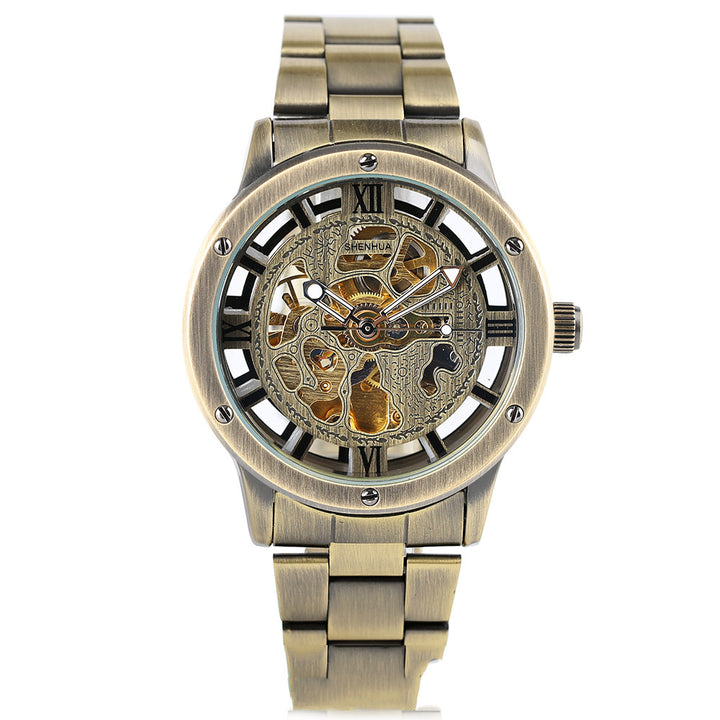 Shenhua Men's Fashion Hollowed-out Retro Automatic Mechanical Watch