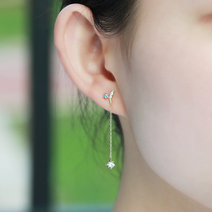 Simple Fashion Long Stud Earrings Sterling Silver