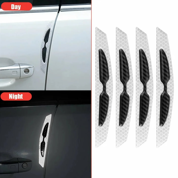 Reflective Car Door Edge Guard Stickers - 4Pc Anti-Collision Protection Strips