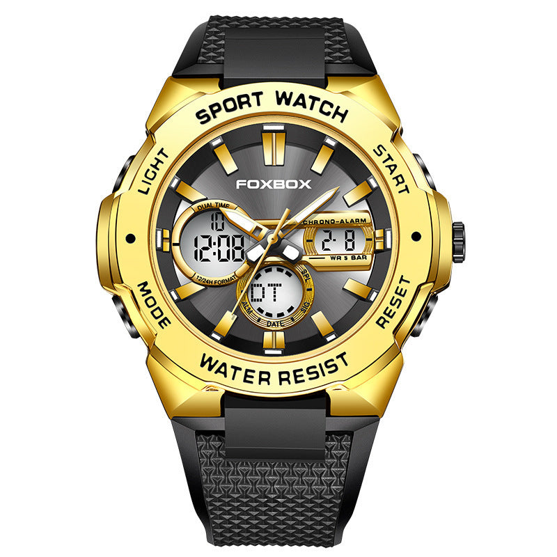 Double Display Multi-function Sports Men's Waterproof Luminous Quartz Watch