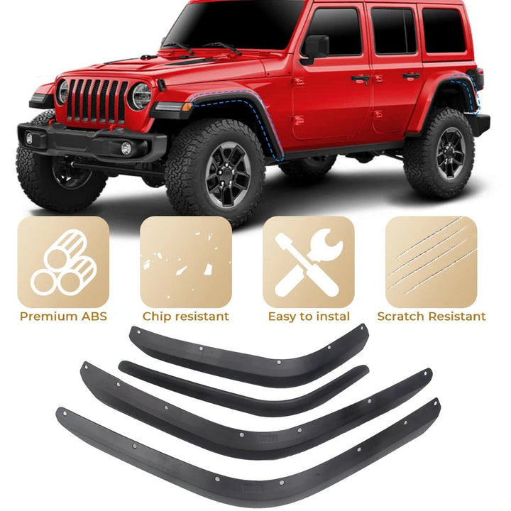 Front & Rear Mudguard Fender Set for Jeep Wrangler