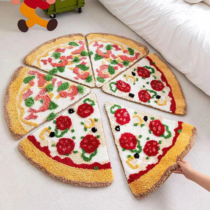 Fluffy Tufted Pizza Bath Mat