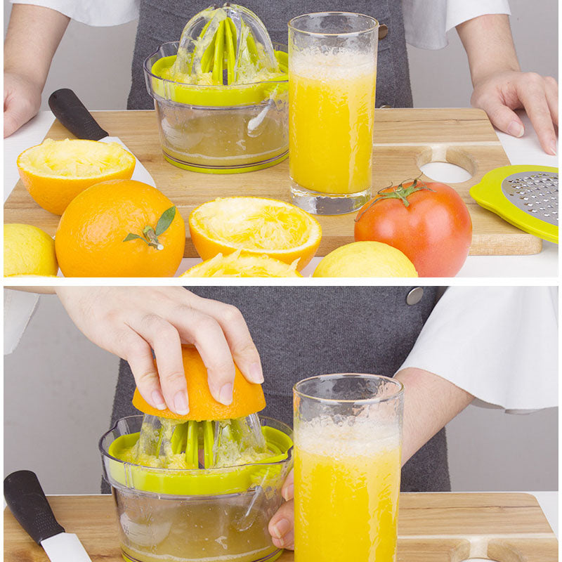 4-In-1 Manual Citrus Juicer with Built-in Measuring Cup and Egg Separator