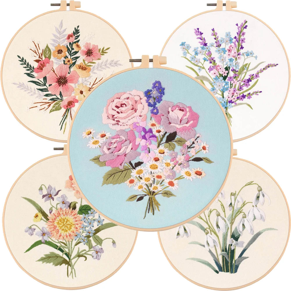 DIY Floral Embroidery Kit for Beginners