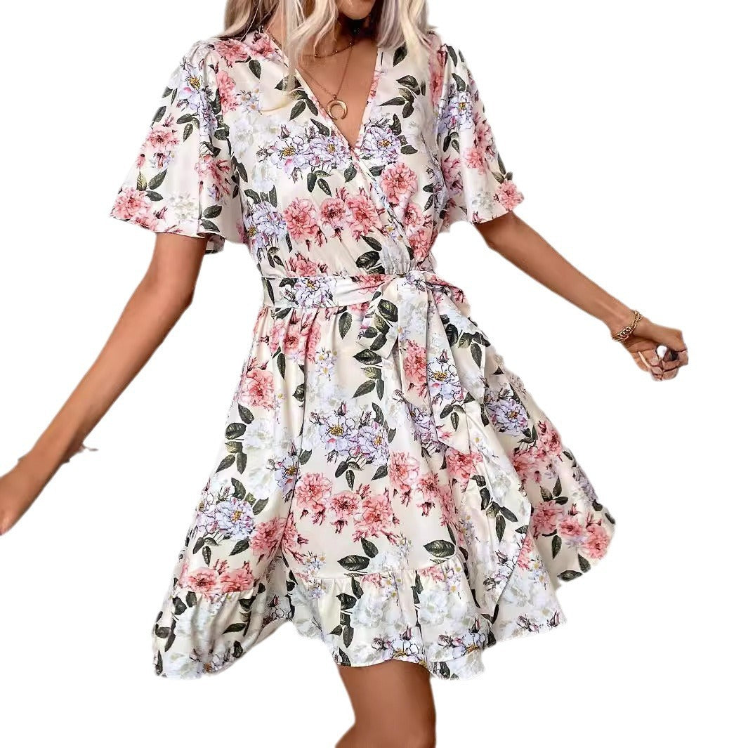 Elegant Floral Print Loose Women Dress