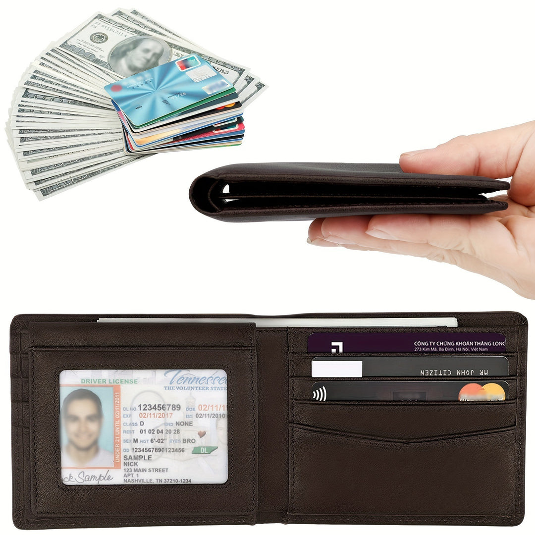 Anti-theft Swiping Texture Multiple Card Slots Three-fold Wallet