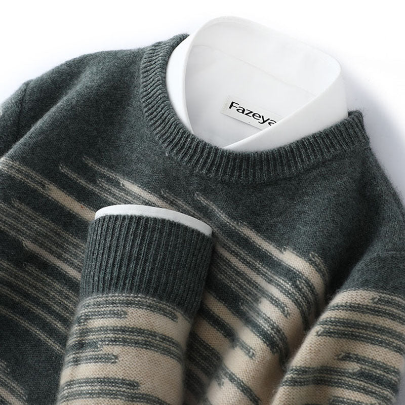 Cashmere Sweater Men's Pure Wool Loose Round Neck Sweater