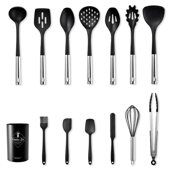 14-Piece Silicone Kitchenware With Stainless Steel Handle