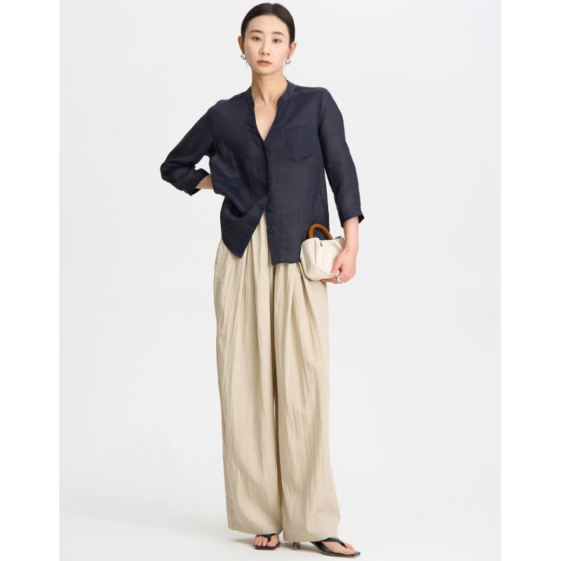 Pleated High Waisted Wide Leg Pants for Women