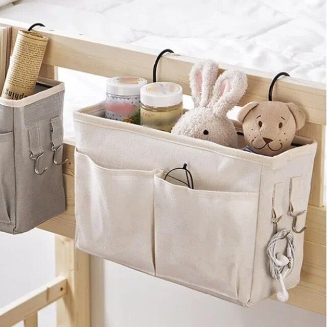 Multi-Purpose Bedside Storage Organizer: Canvas Hanging Pocket for Bedroom Essentials