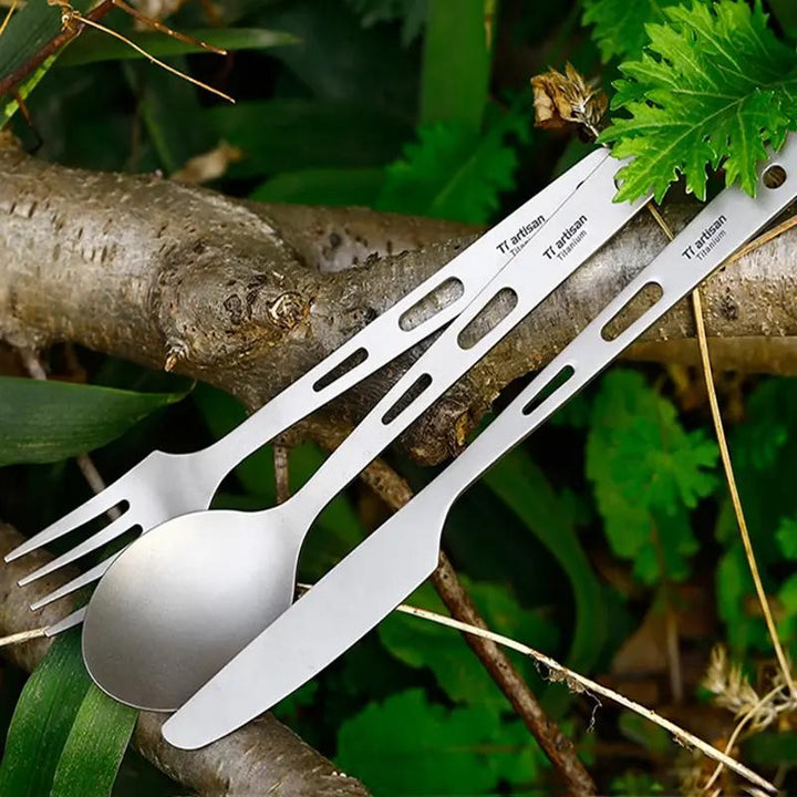 3pcs Titanium Spoon Fork Knife Set