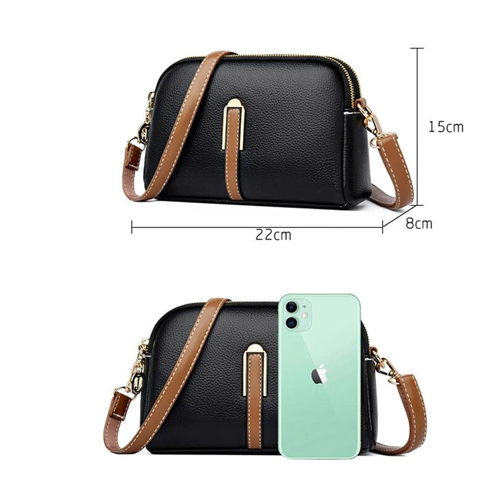 Luxury Genuine Leather Crossbody Bag for Women - Soft Cowhide Messenger Bag with Elegant Flap Closure