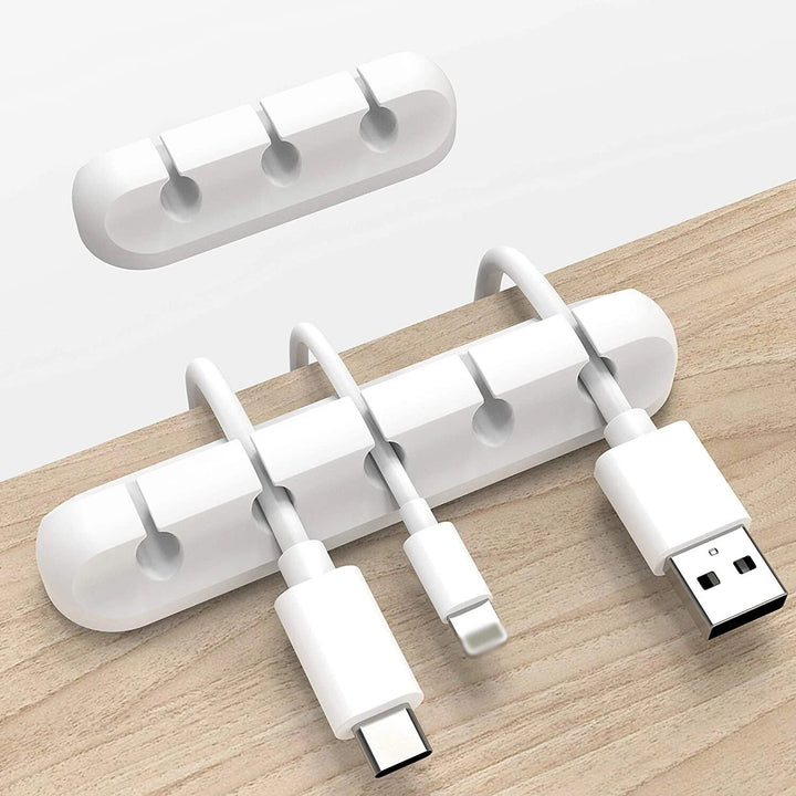 Multi-Slot White Silicone Cable Organizer