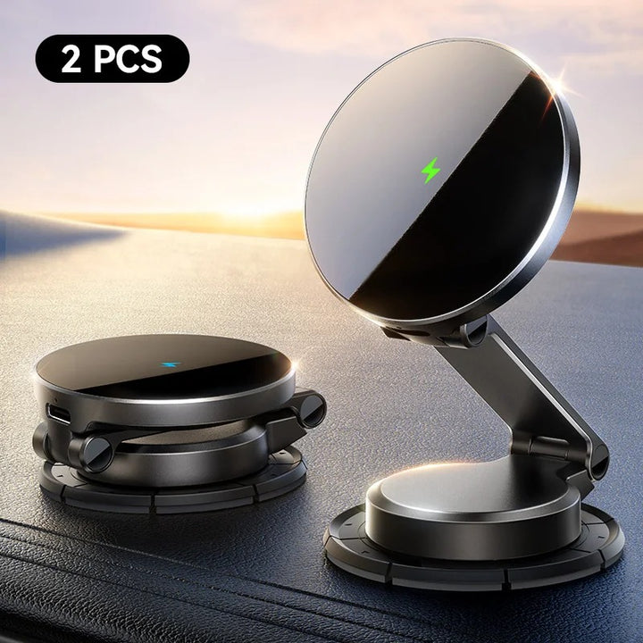 Magnetic Car Mount & Wireless Charger with 360° Rotation