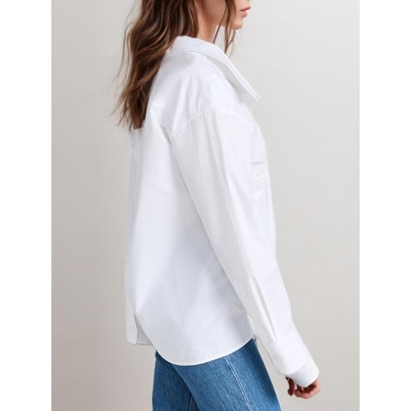 Chic Patchwork Folds Casual Loose Blouse