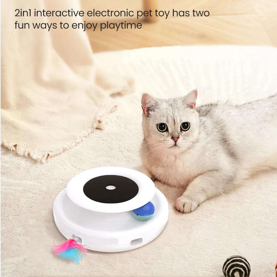 Interactive Cat Toy with Dual Play Modes, Auto On/Off Timer & Replaceable Feather Attachments