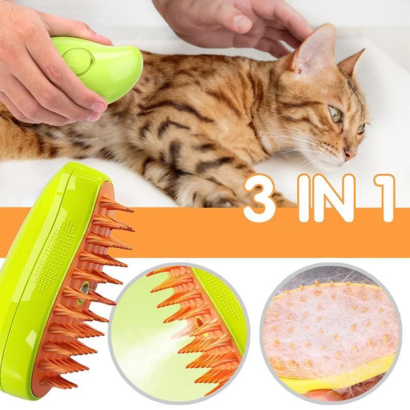 3-in-1 Electric Pet Steam Brush for Dogs & Cats